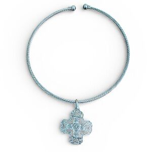 Premier Designs Cross Choker Necklace Silver Tone